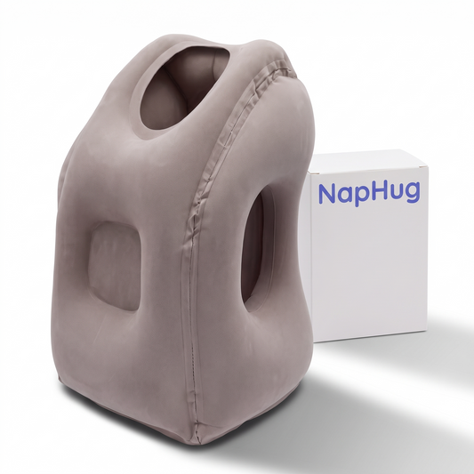 NapHug inflatable travel pillow to sleep on planes